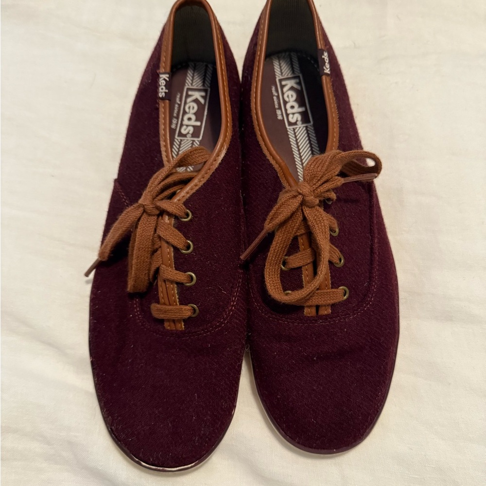 Keds Maroon Shoes with Tan Laces